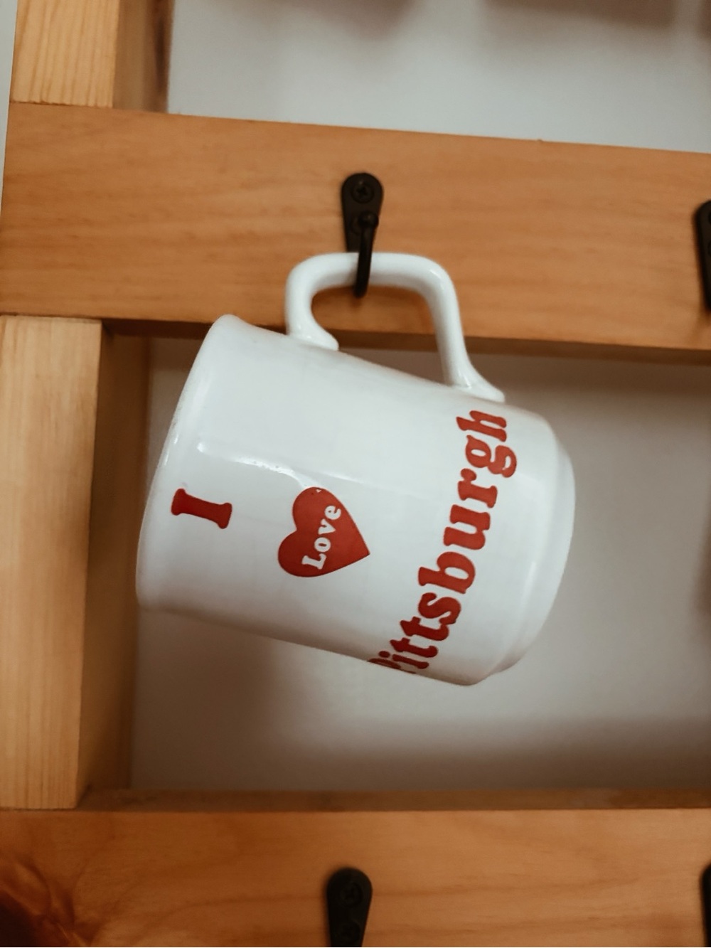 Vintage White Mug with Red 'I Love Pittsburgh' Design